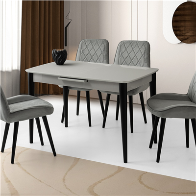 70x120+30 MİLANO HG AÇIK GRİ MASA + 4 FULYA SANDALYE TAKIMI