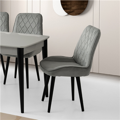 70x120+30 MİLANO HG AÇIK GRİ MASA + 4 FULYA SANDALYE TAKIMI