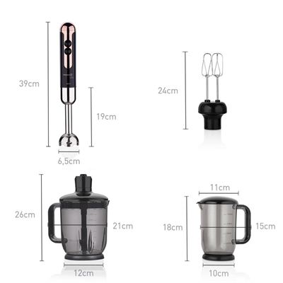 KORKMAZ MİA MEGA SİYAH ROSAGOLD DELUXE BLENDER SET A447-15