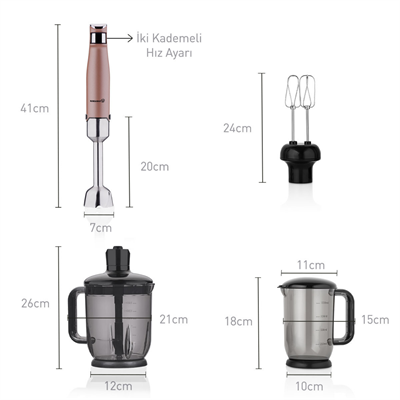 KORKMAZ PERFORMİX MEGA ROSAGOLD BLENDER SET A449-01