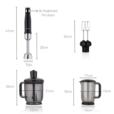 KORKMAZ PERFORMİX MEGA SİYAH BLENDER SET A449