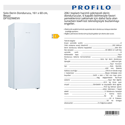 PROFİLO SOLO DERİN DONDURUCU - DF1029WEVV