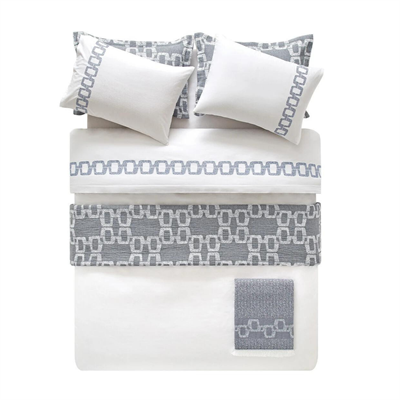 PUFFY ÇİFT KİŞİLİK 8 PARÇA LENNY NAKIŞLI ETERNAL SET - İNDİGO