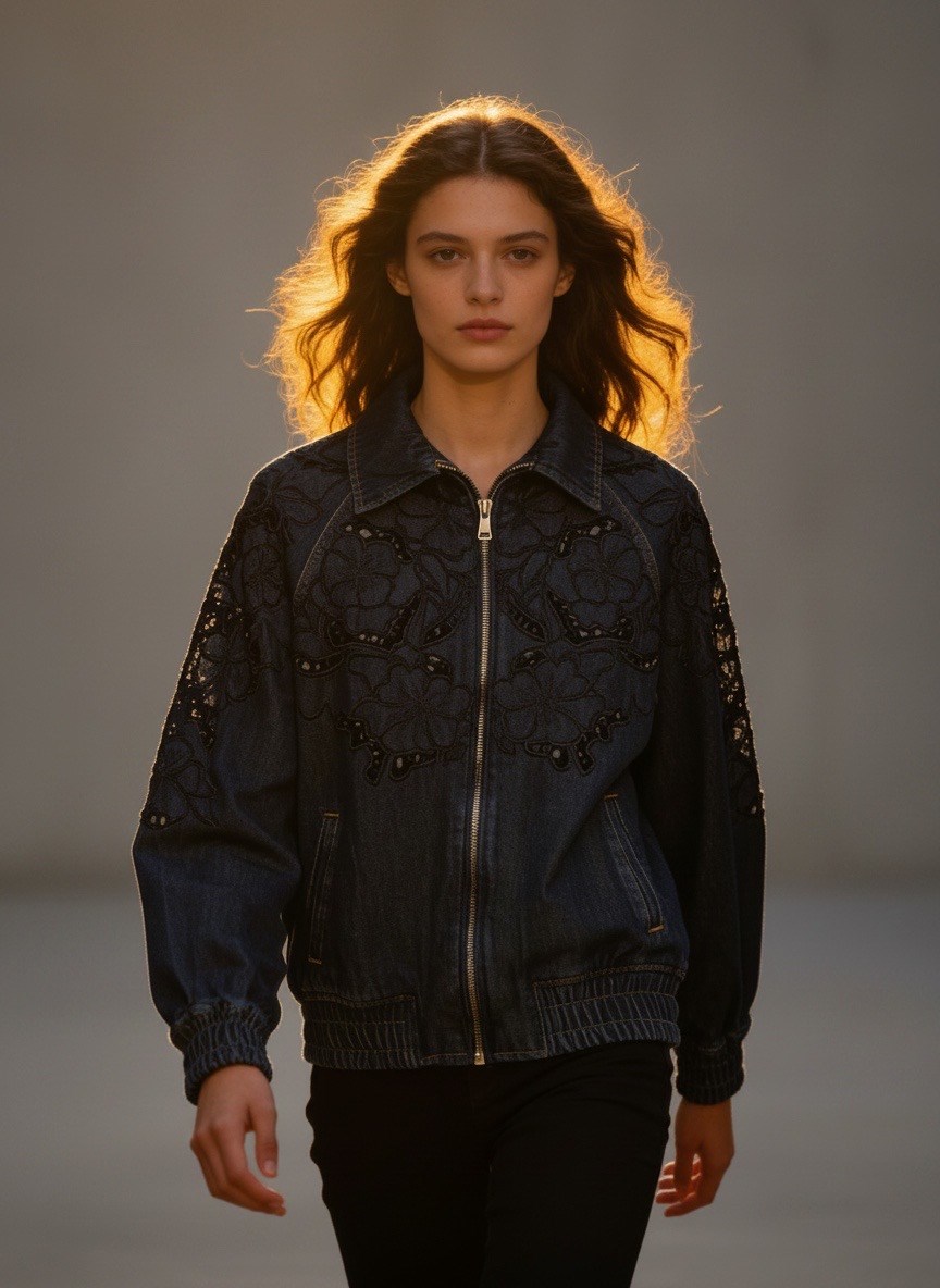 FİSTOLU TENCEL JEAN CEKET