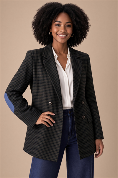 KOLU YAMALI EKOSE BLAZER CEKET