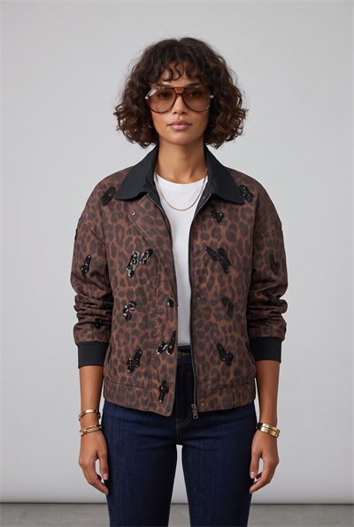 LEOPAR DESENLI NAKIŞLI CEKET