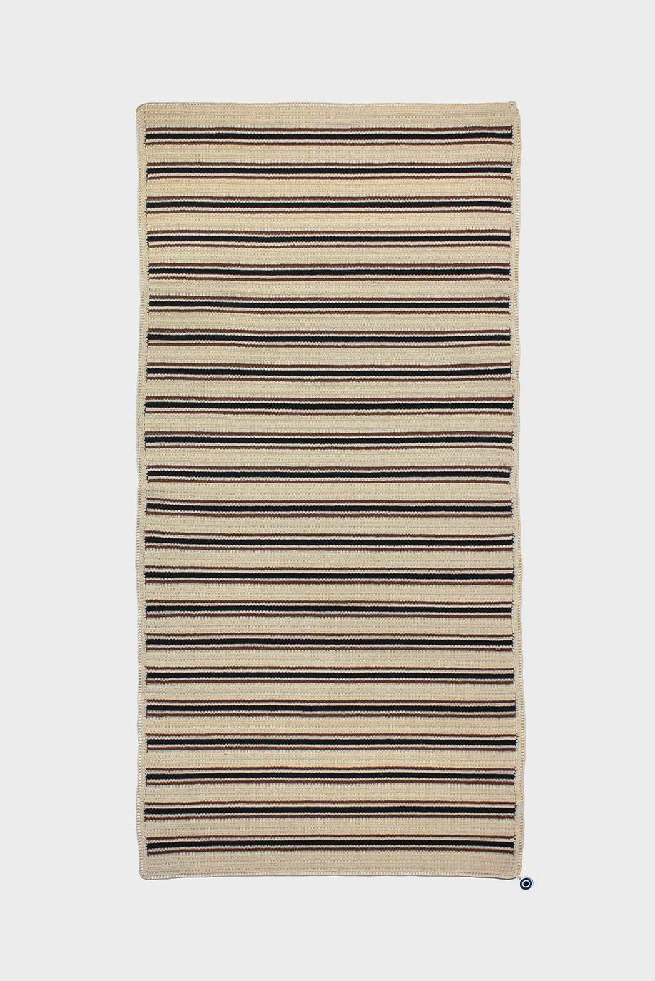Bej Kahverengi Siyah Stripes El İşi Dantel Runner