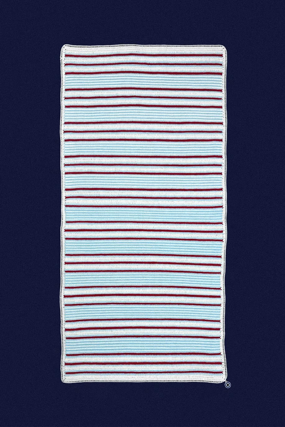 Beyaz Mavi Kırmızı Multi Stripes El İşi Dantel Runner