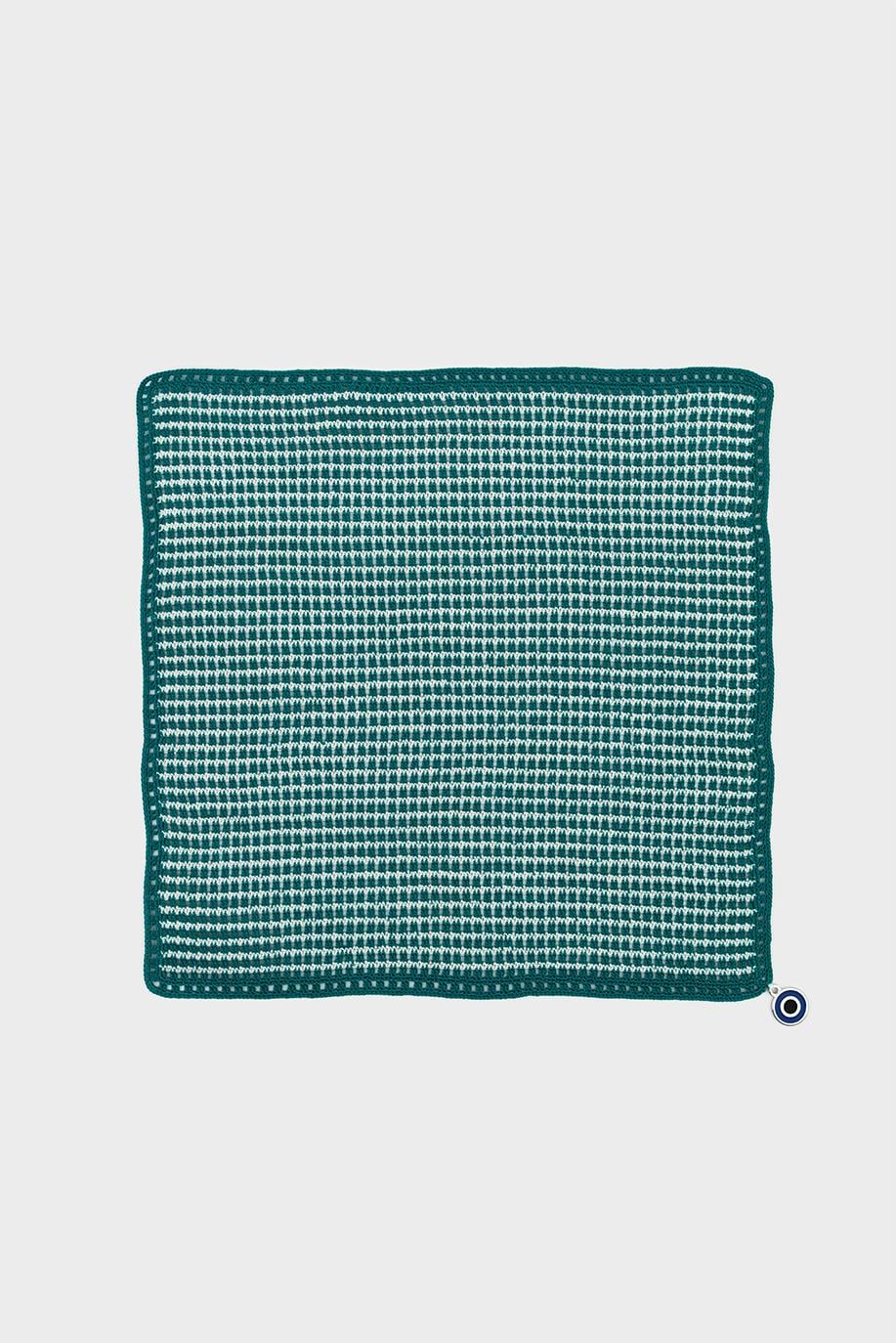 Yeşil Beyaz Tiny Checkered El İşi Dantel Örtü
