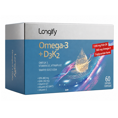 Longify Omega 3 + D3K2 60 Kapsül Fiyatları - Modern Eczane