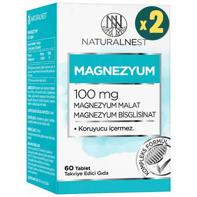 NaturalNest Magnezyum 100 mg 60 Tablet 2 Adet Fiyatları - Modern Eczane