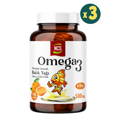 NCS Omega 3 Portakal Aromalı Balık Yağı 102 Softgel 3 Adet