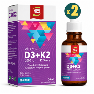 Ncs Vitamin D3+K2 Damla 20 ml 2 Adet Fiyatları - Modern Eczane 
