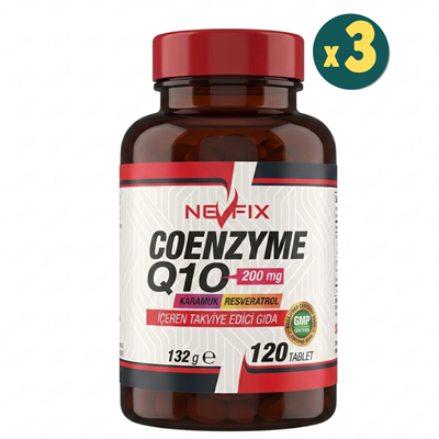 Nevfix Coenzyme Q10 200 mg Koenzim Q10 120 Tablet 3 Adet Fiyatları - Modern Eczane