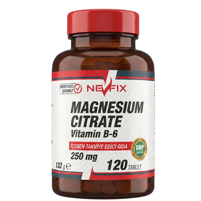 Nevfix Magnesium Citrate 250 mg Vitamin B6 10 mg 120 Tablet Fiyatları - Modern Eczane
