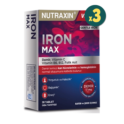 Nutraxin Iron Max 17 mg 30 Tablet 3 Adet