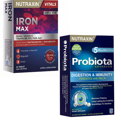 Nutraxin Iron Max 17 mg 30 Tablet & Nutraxin Probiota Advanced 60 Tablet Fiyatları - Modern Eczane
