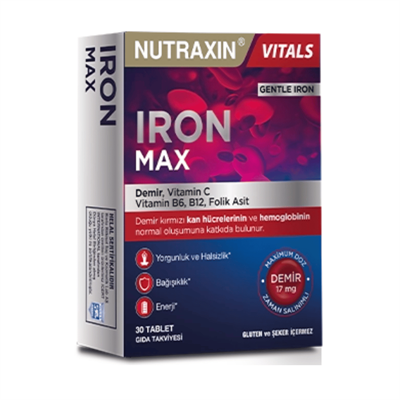 Nutraxin Iron Max 17 mg 30 Tablet Fiyatları - Modern Eczane