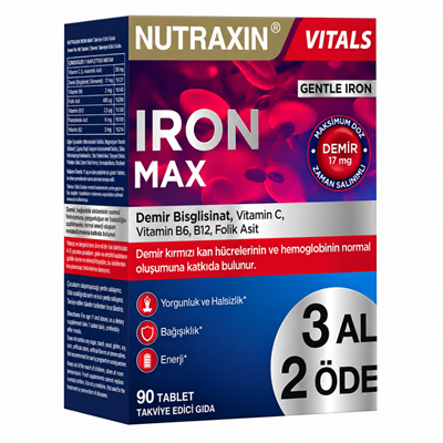 Nutraxin Iron Max 90 Tablet - 3 Al 2 Öde Fiyatları - Modern Eczane