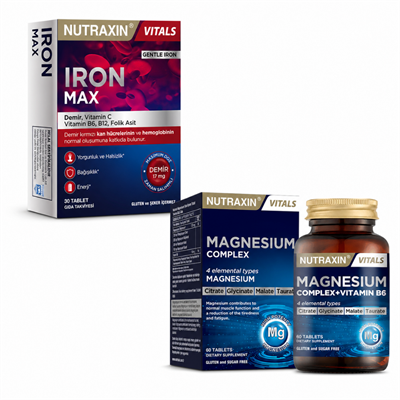 Nutraxin Magnesium Complex 60 Tablet - Iron Max 17 mg 30 Tablet Fiyatları - Modern Eczane