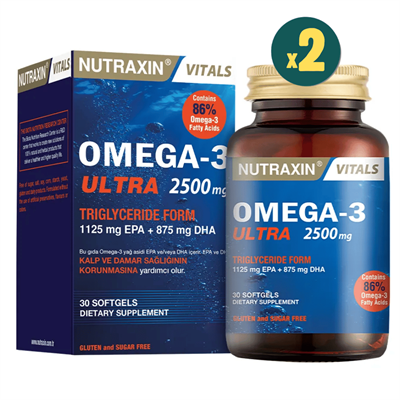 Nutraxin Vitals Omega-3 Ultra 2500 mg 30 Softgel 2 Adet Fiyatları - Modern Eczane