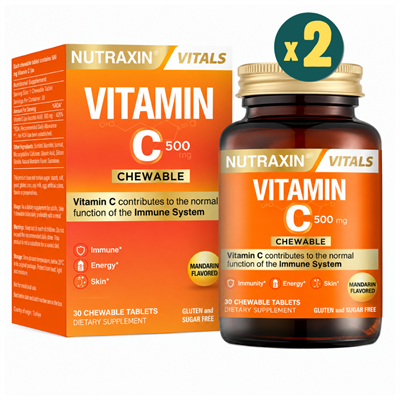 Nutraxin Vitamin C 500 mg 30 Çiğneme Tablet 2 Adet Fiyatları - Modern Eczane