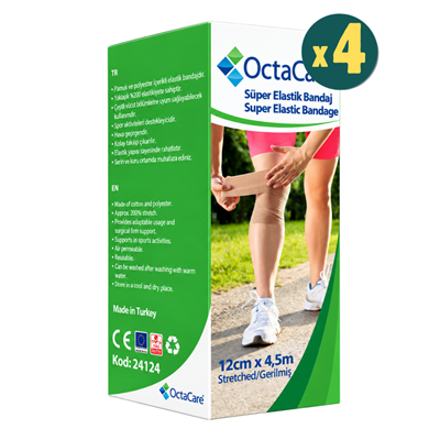 Octacare Süper Elastik Bandaj 12cm x 4,5m 4 Adet Fiyatları - Modern Eczane