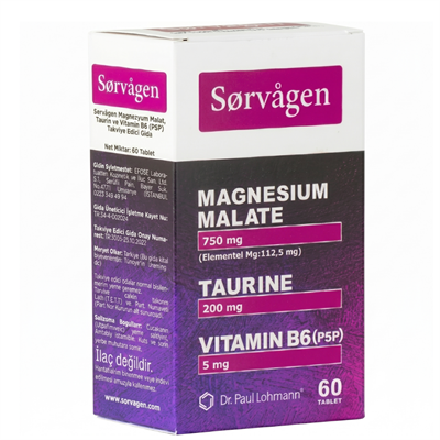 Sorvagen Magnezyum Malat Taurin ve Vitamin B6 P5P 60 Tablet Fiyatları - Modern Eczane