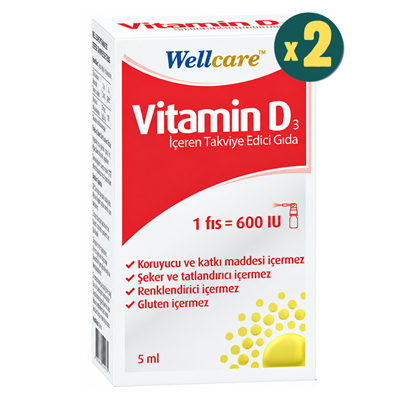 Wellcare Vitamin D3 600 IU 5 ml 2 Adet Fiyatları - Modern Eczane