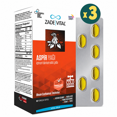 Zade Vital Aspir Yağı 600 mg 60 Kapsül 3 Adet Fiyatları - Modern Eczane