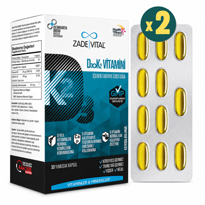 Zade Vital D3+K2 Vitamini 30 Kapsül 2 Adet Fiyatları - Modern Eczane
