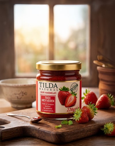 Şeker İlavesiz Çilek Marmelatı (%80 Meyve) – 220 g