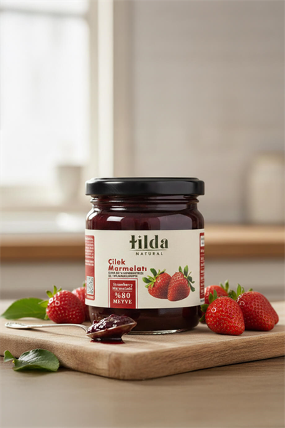 Şeker İlavesiz Çilek Marmelatı (%80 Meyve) – 220 g