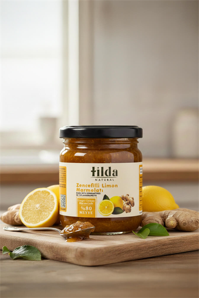 Şeker İlavesiz Zencefilli Limon Marmelatı (%80 Meyve)-220 g