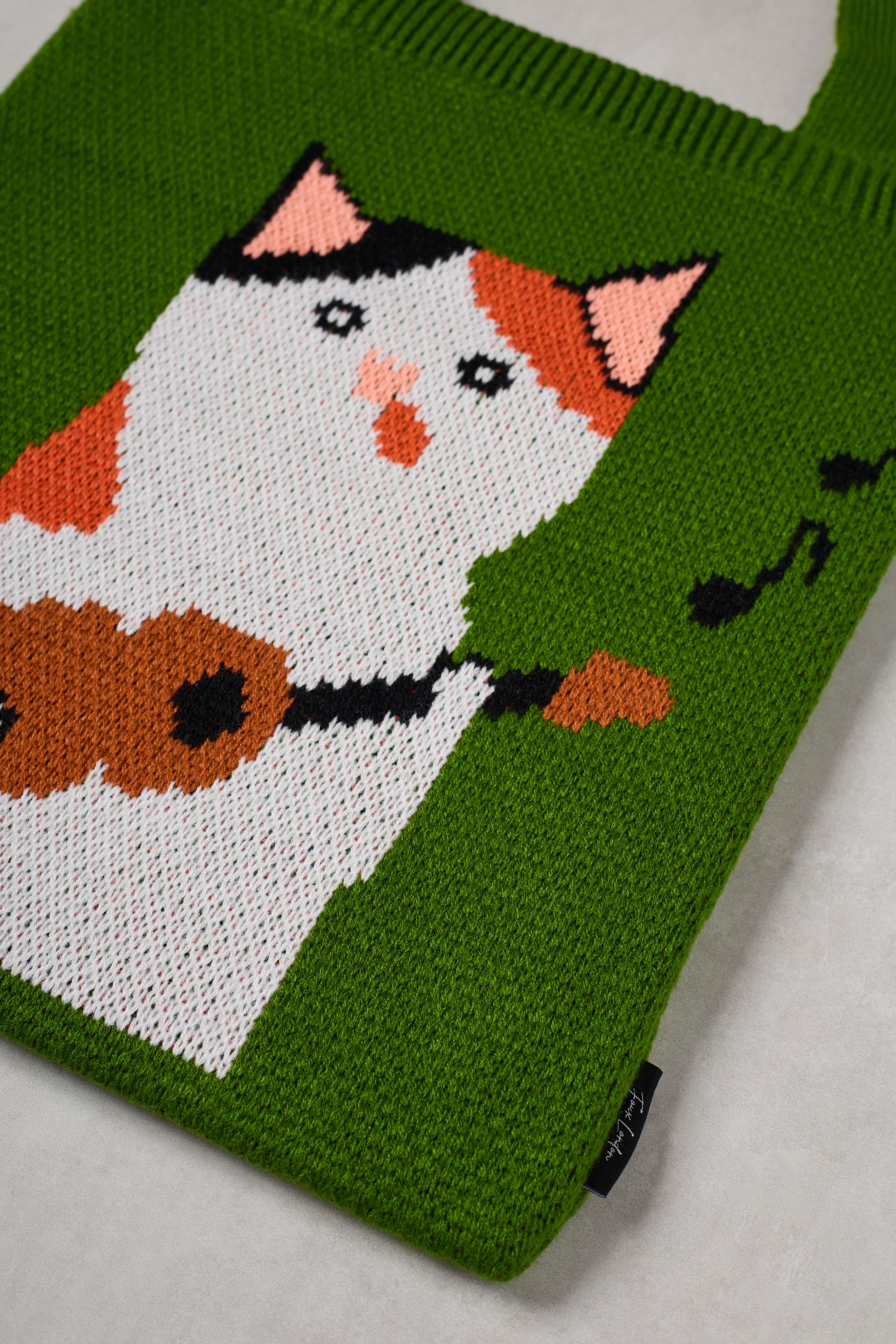 Gitarlı Kedi Triko Tote Bag