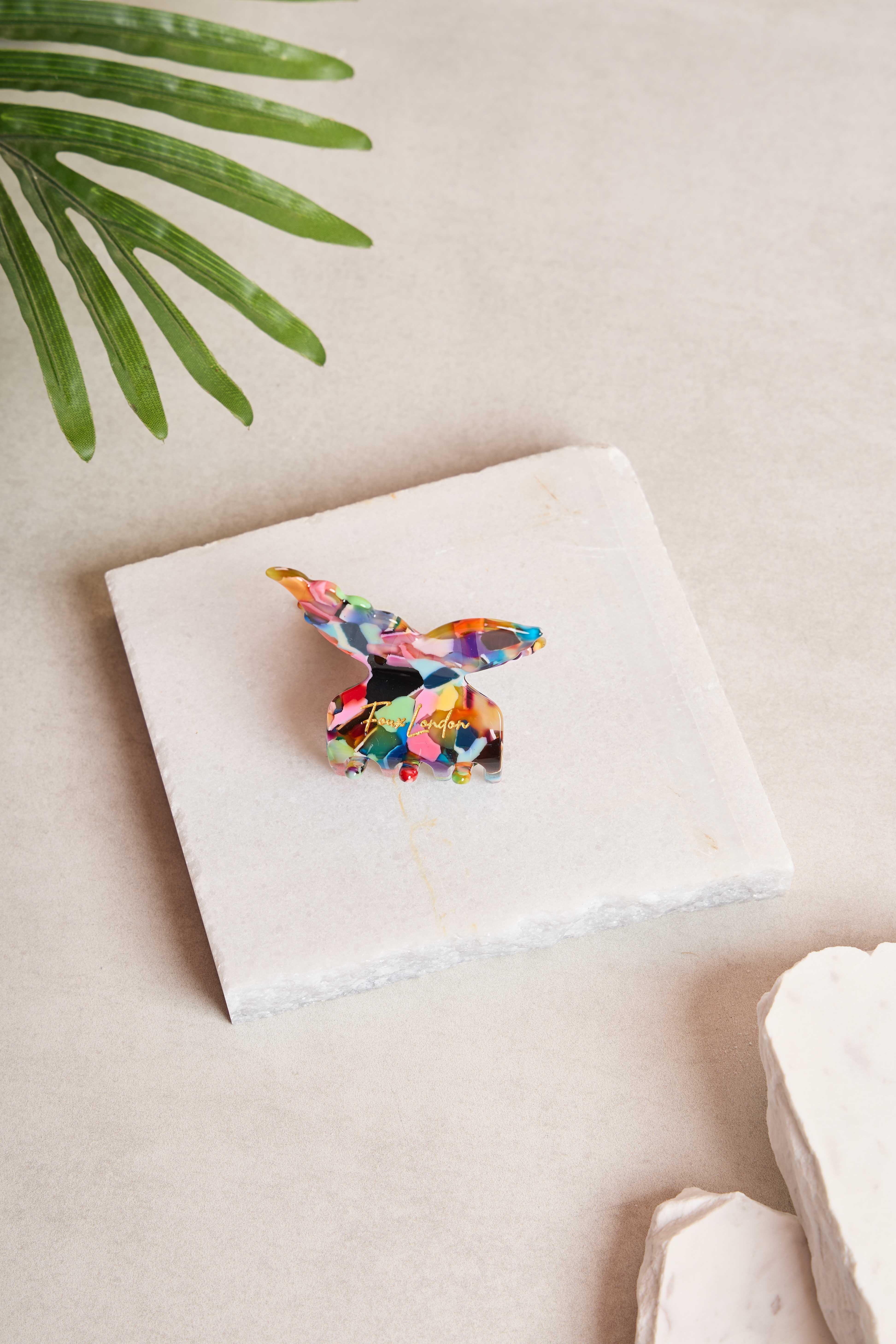 Kelebek Candy Terrazzo Kemik Toka