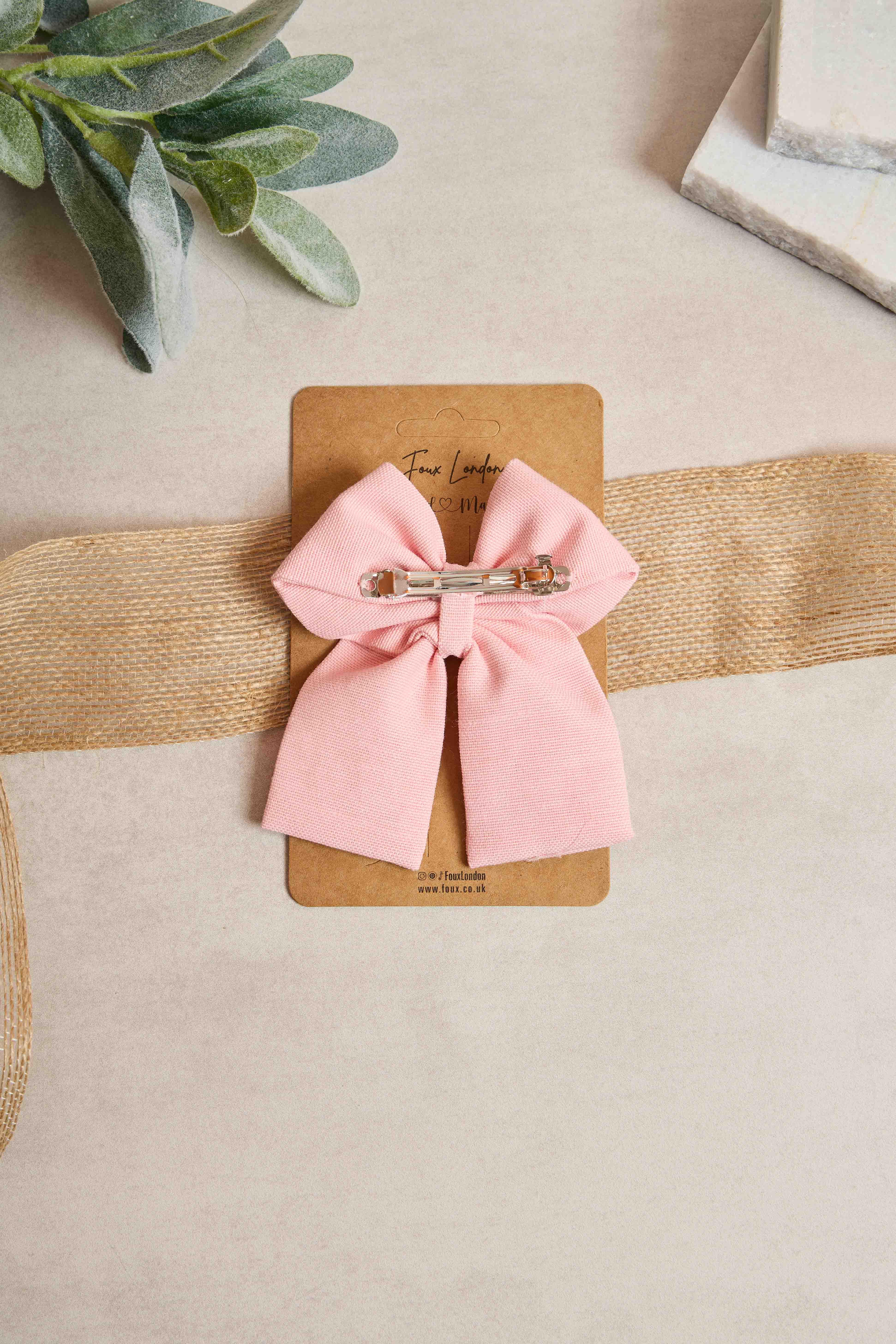 Kiraz Nakışlı Pembe Mini Fiyonk Toka