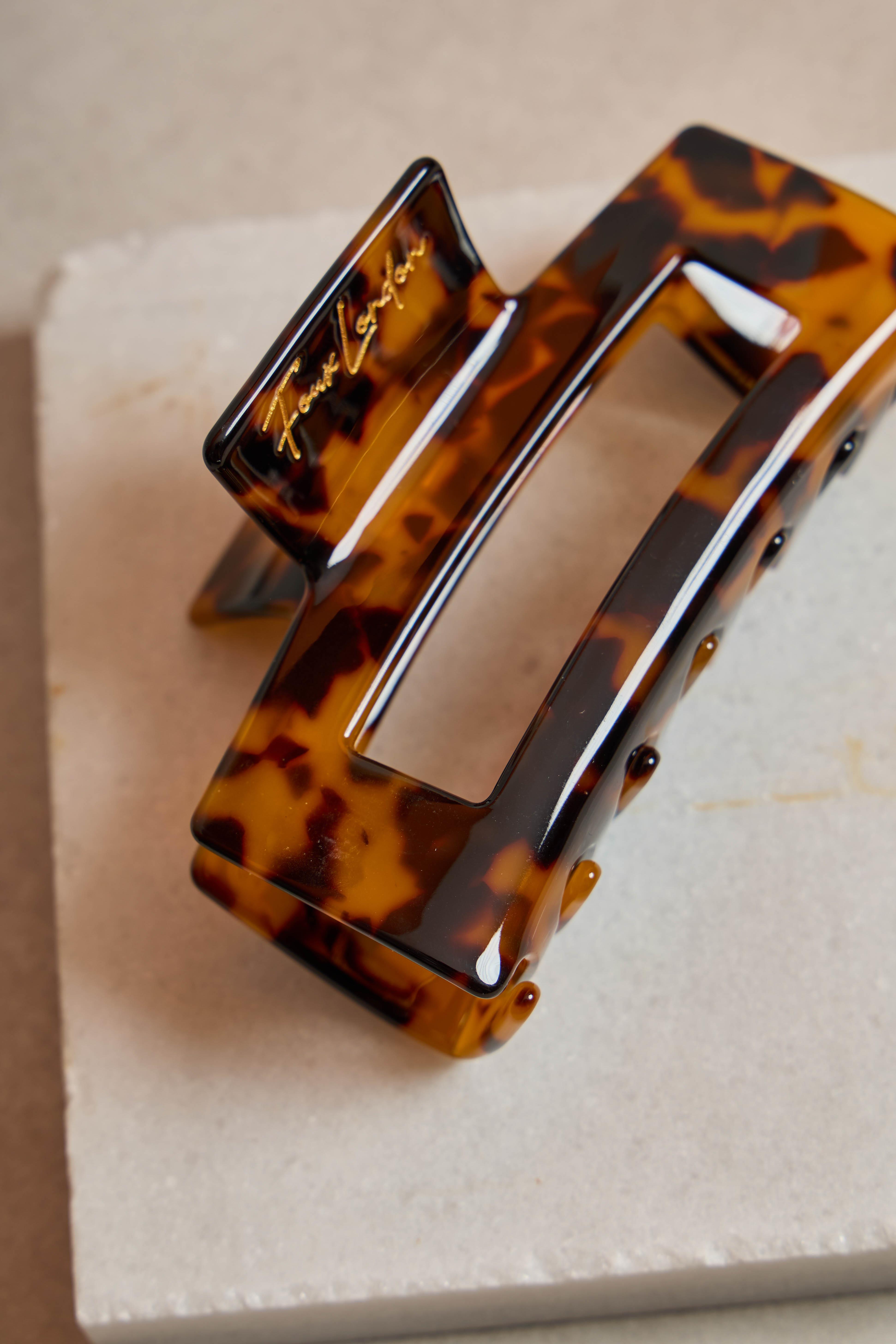 L Dikdörtgen Amber Tortoise Kemik Toka