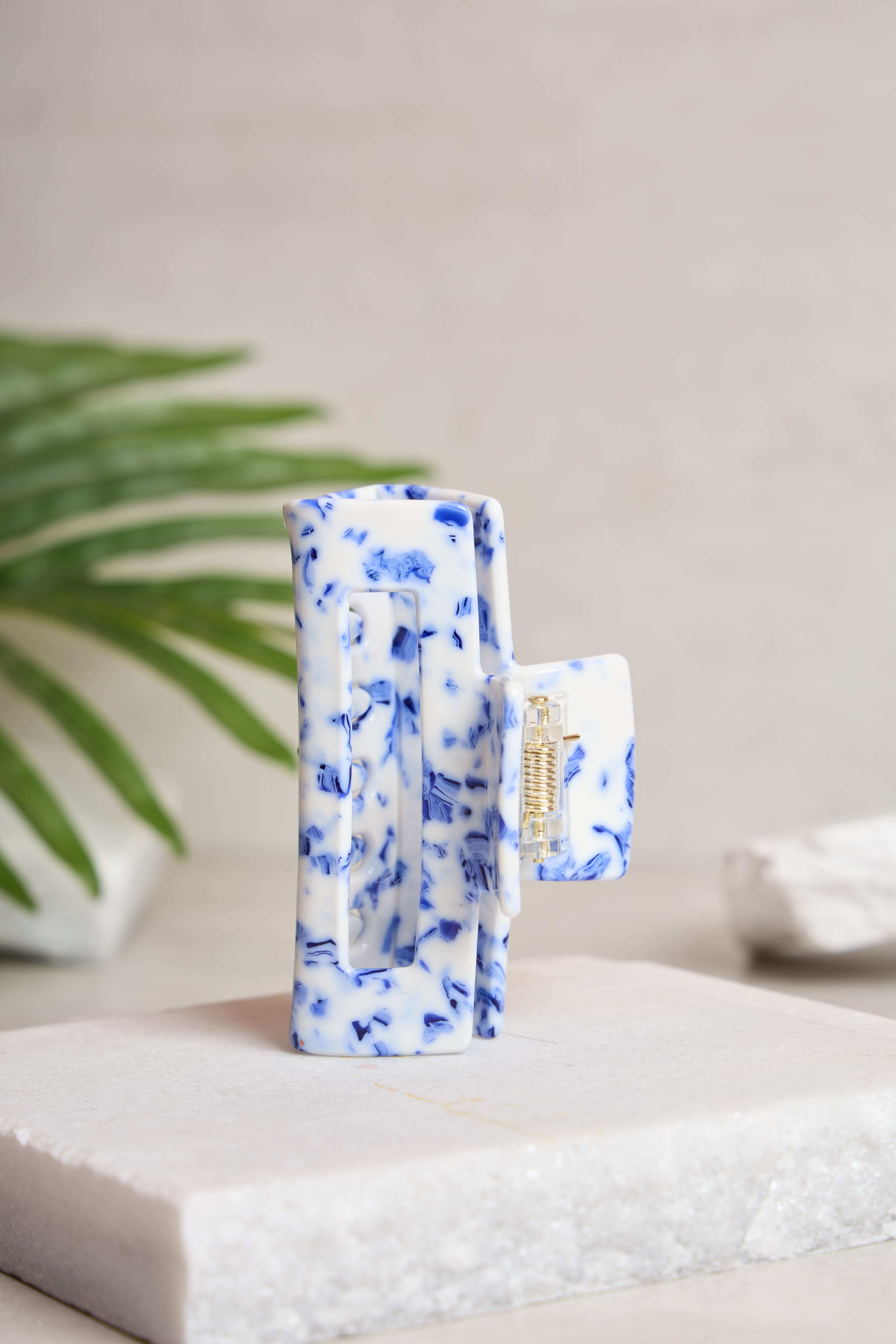 L Dikdörtgen Blue Porcelain Kemik Toka