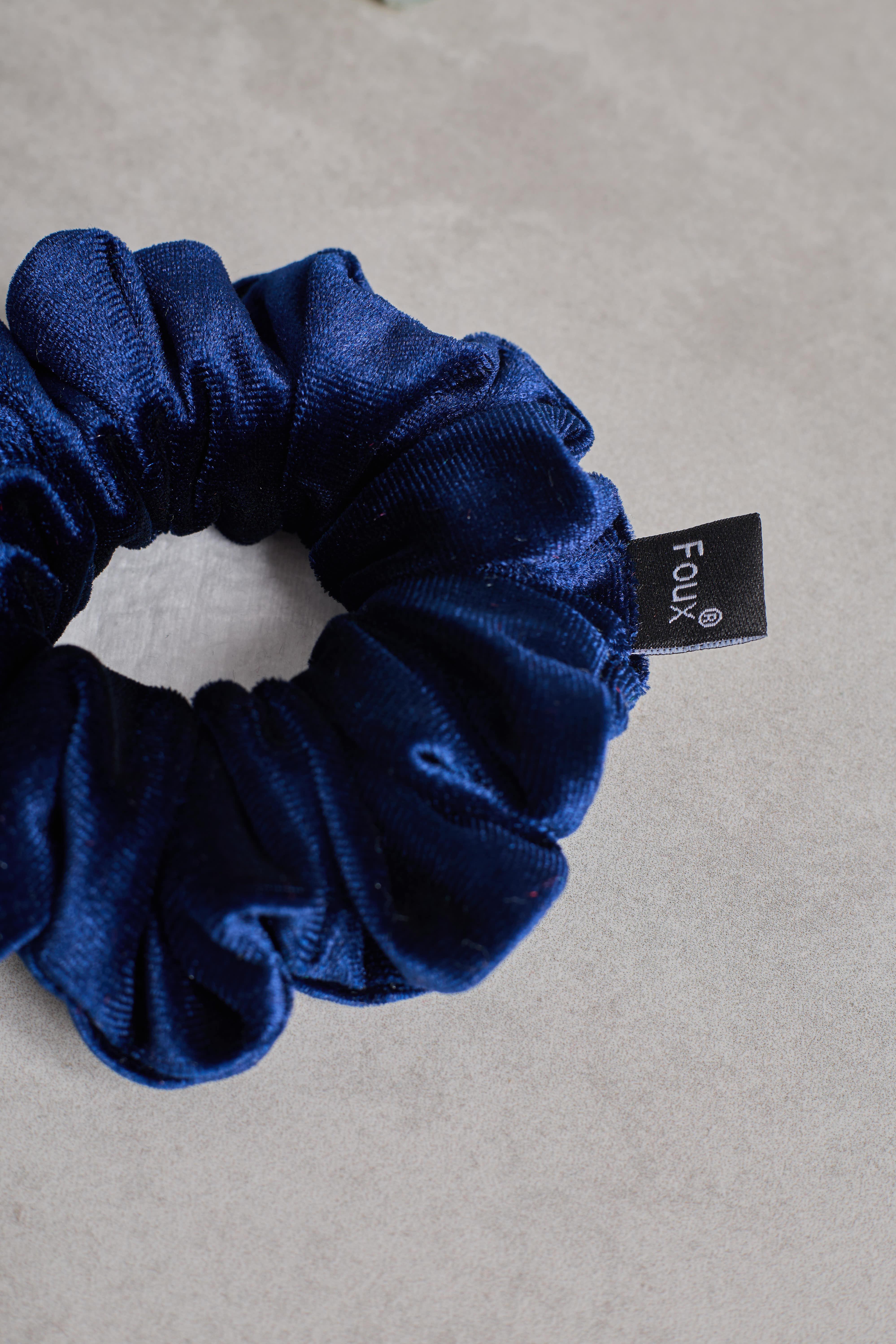 Lacivert Kadife Small Scrunchie