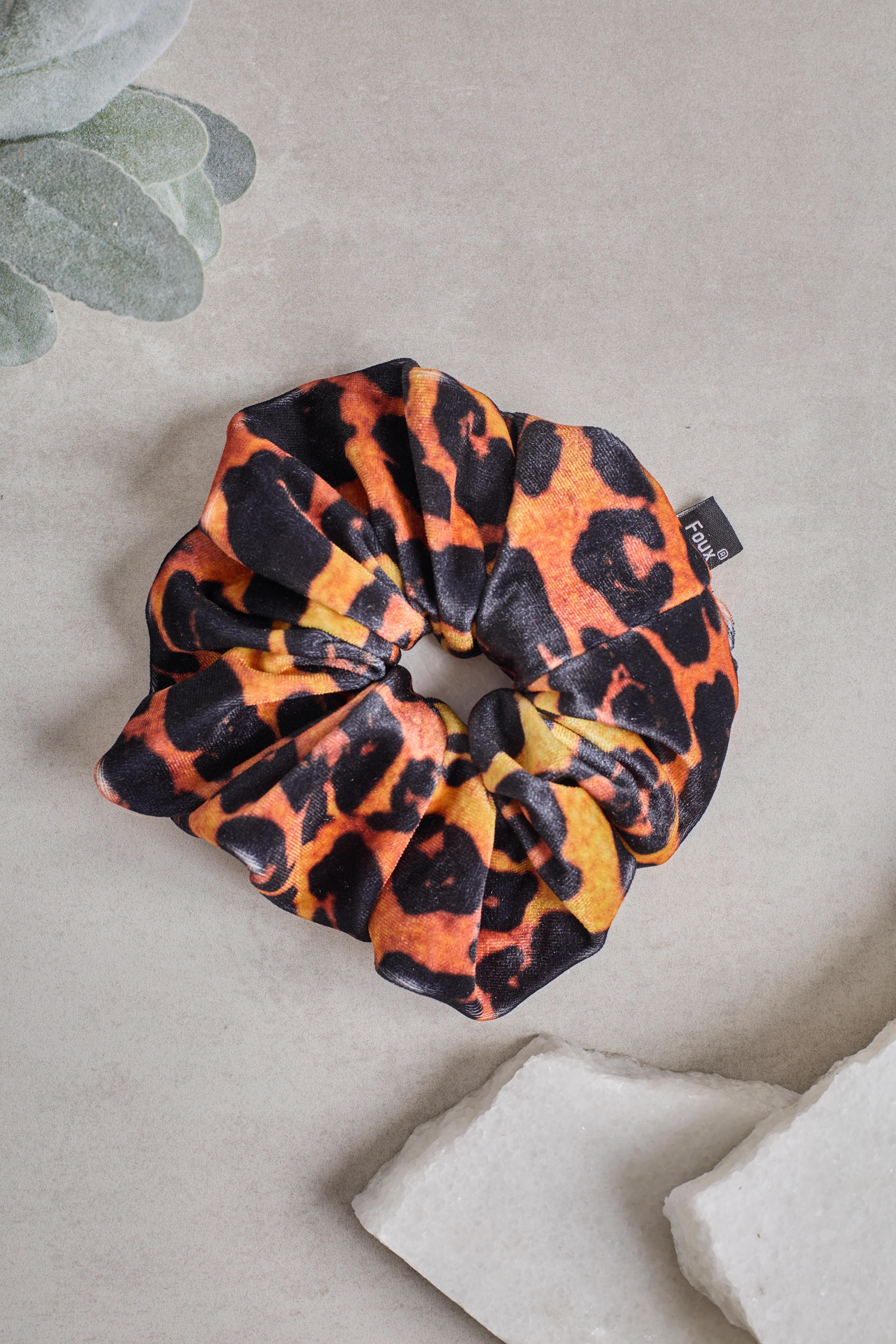Leopar Kadife Scrunchie