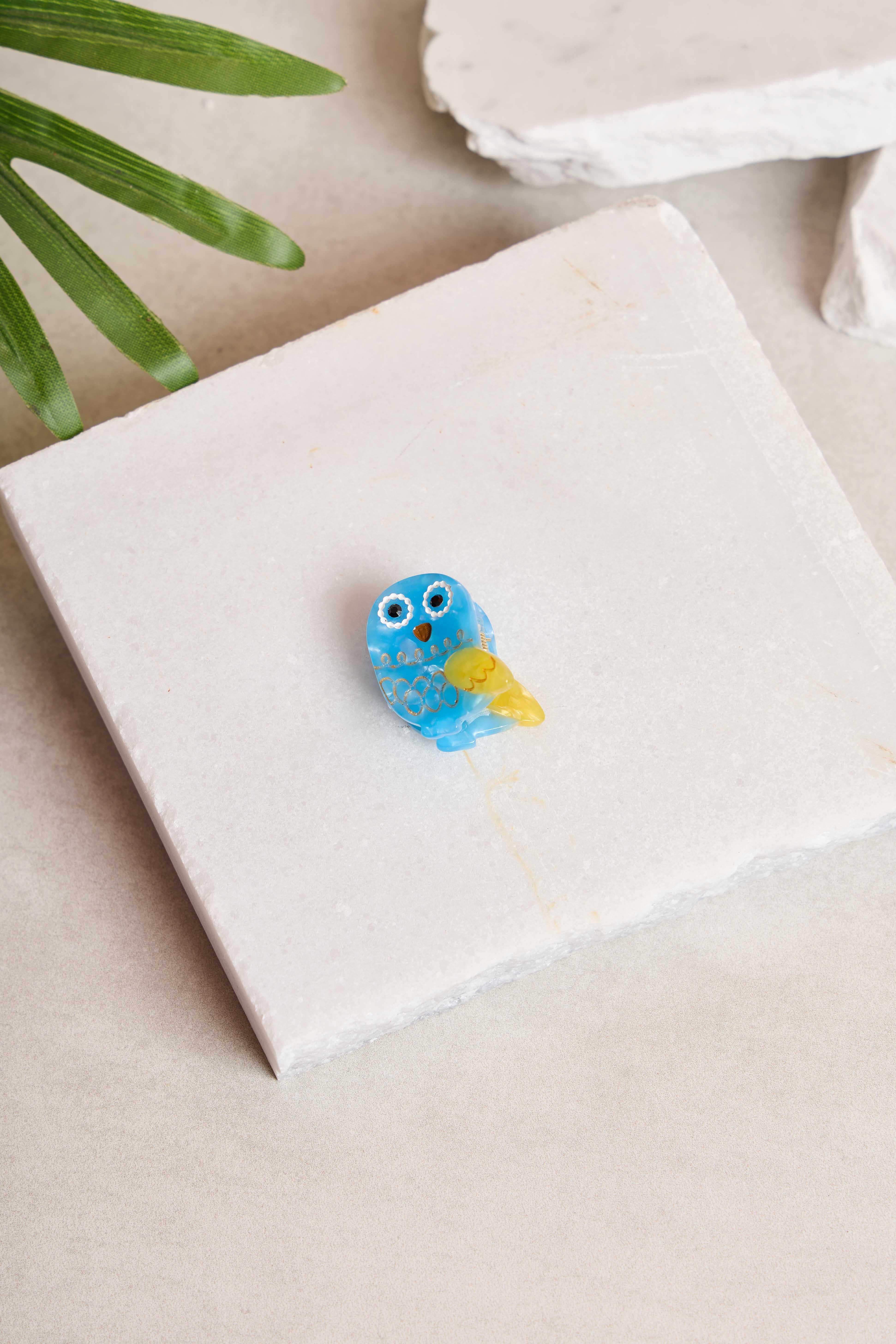 Mini Mavi Baykuş Kemik Toka