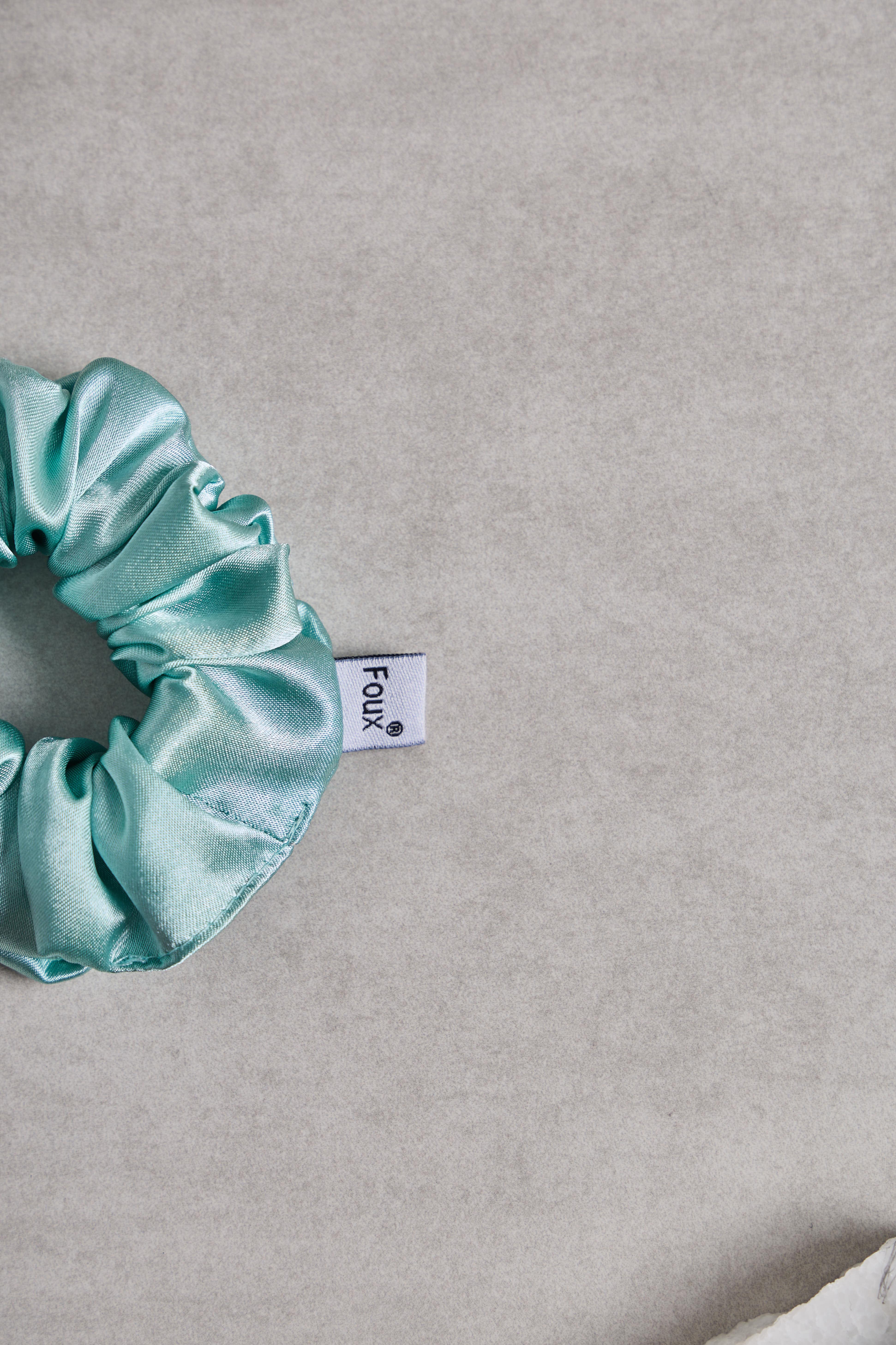 Mint Small Sateen Scrunchie