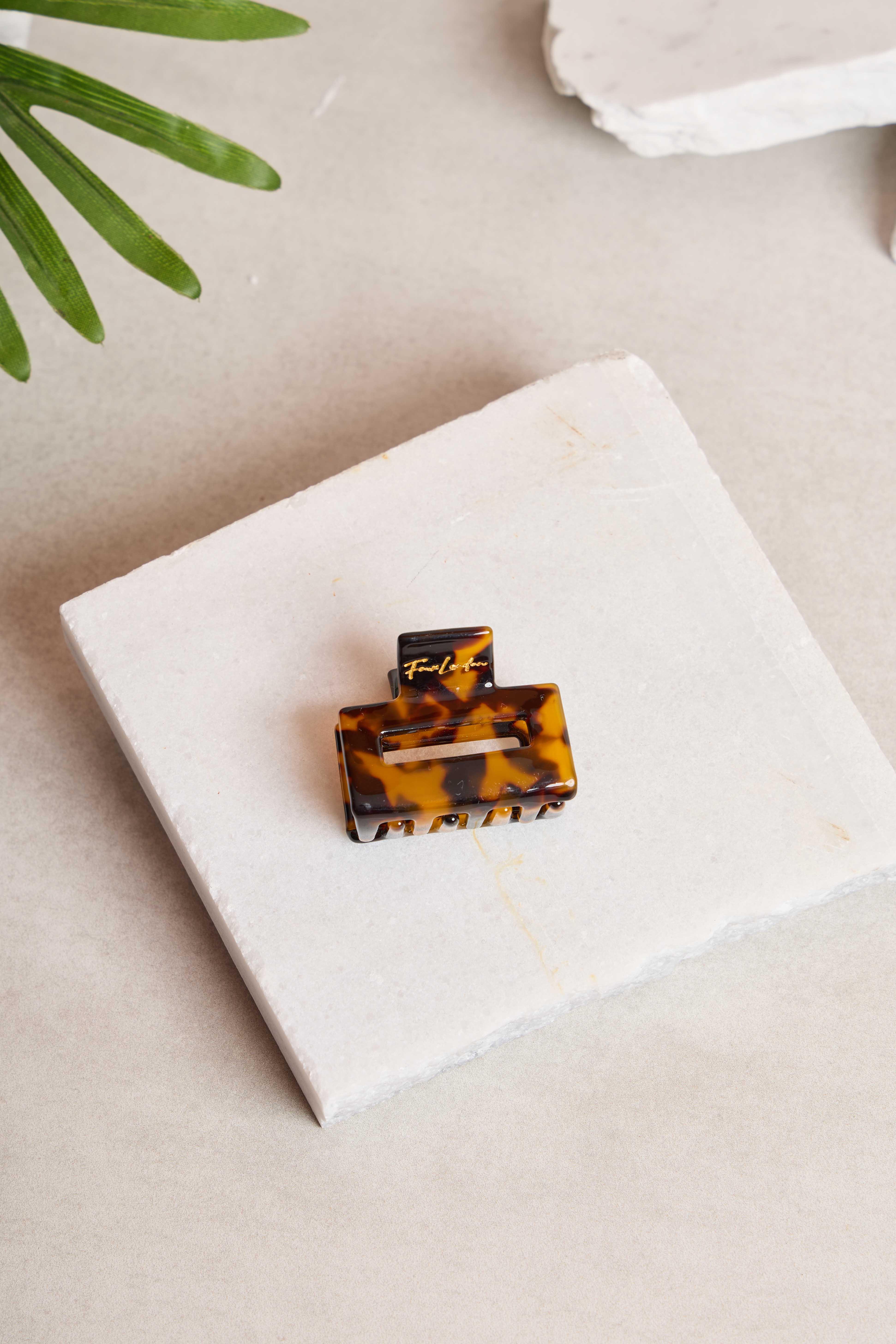 Rectangle Midi Amber Tortoise Kemik Toka