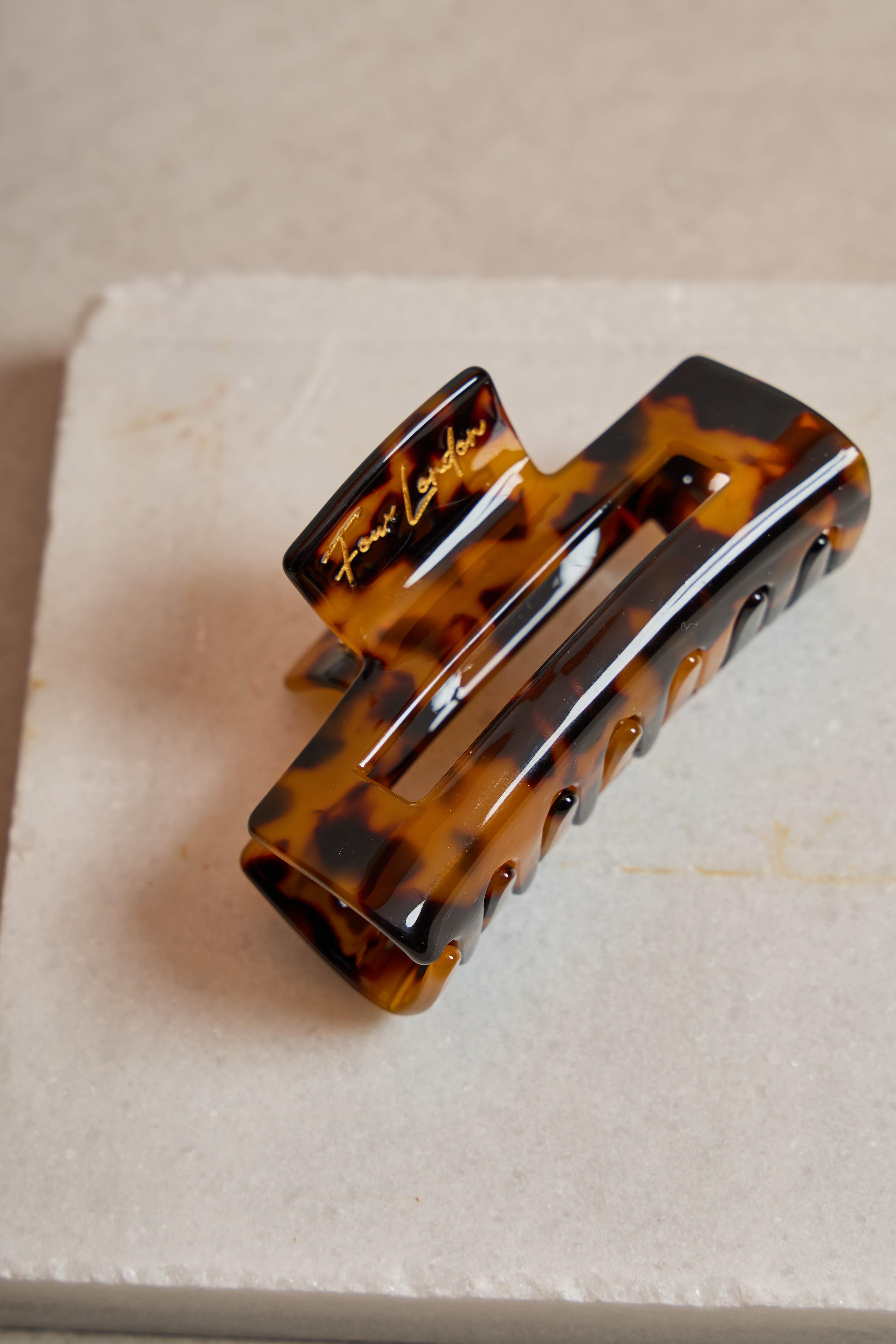 STD Dikdörtgen Amber Tortoise Kemik Toka
