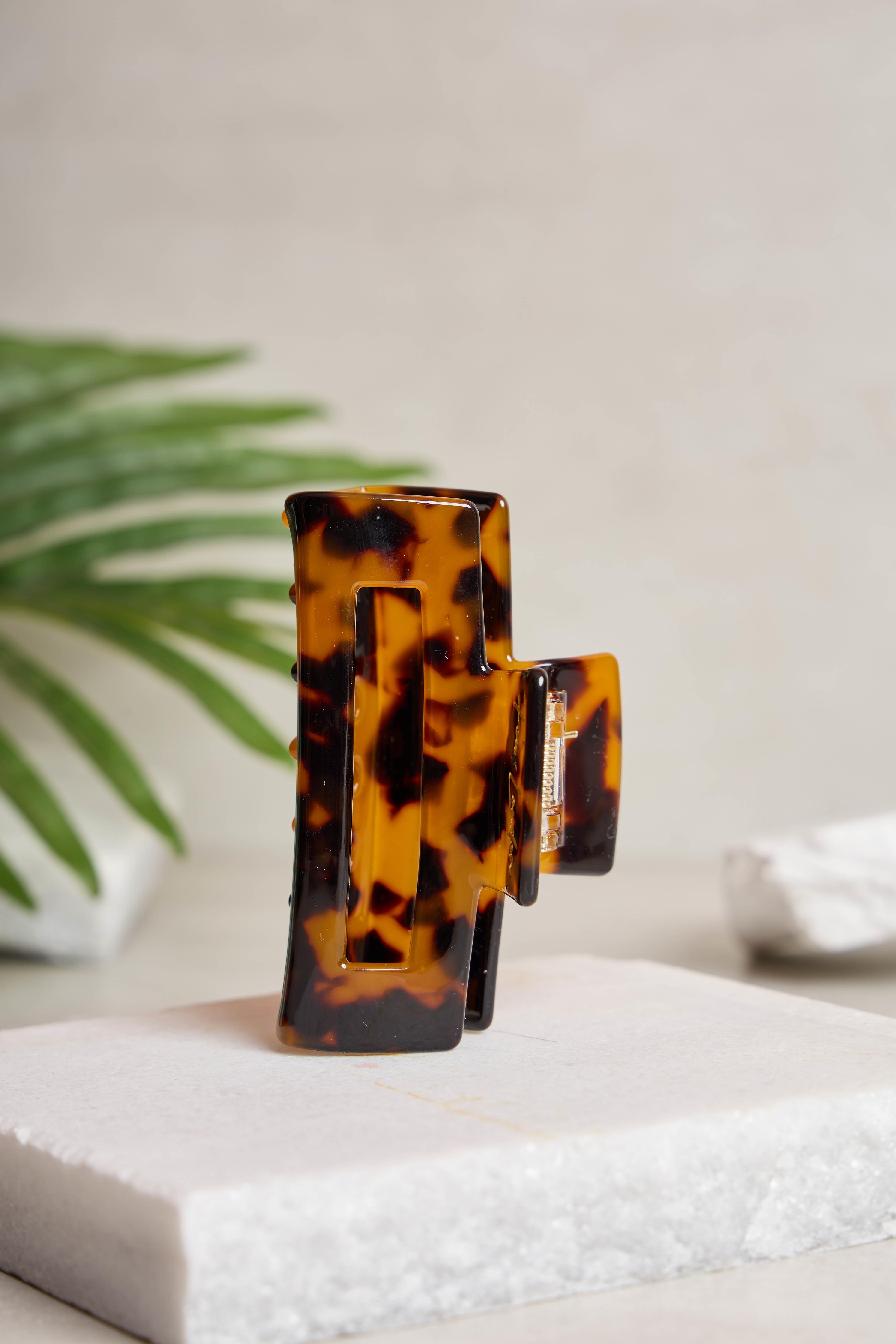 STD Dikdörtgen Amber Tortoise Kemik Toka