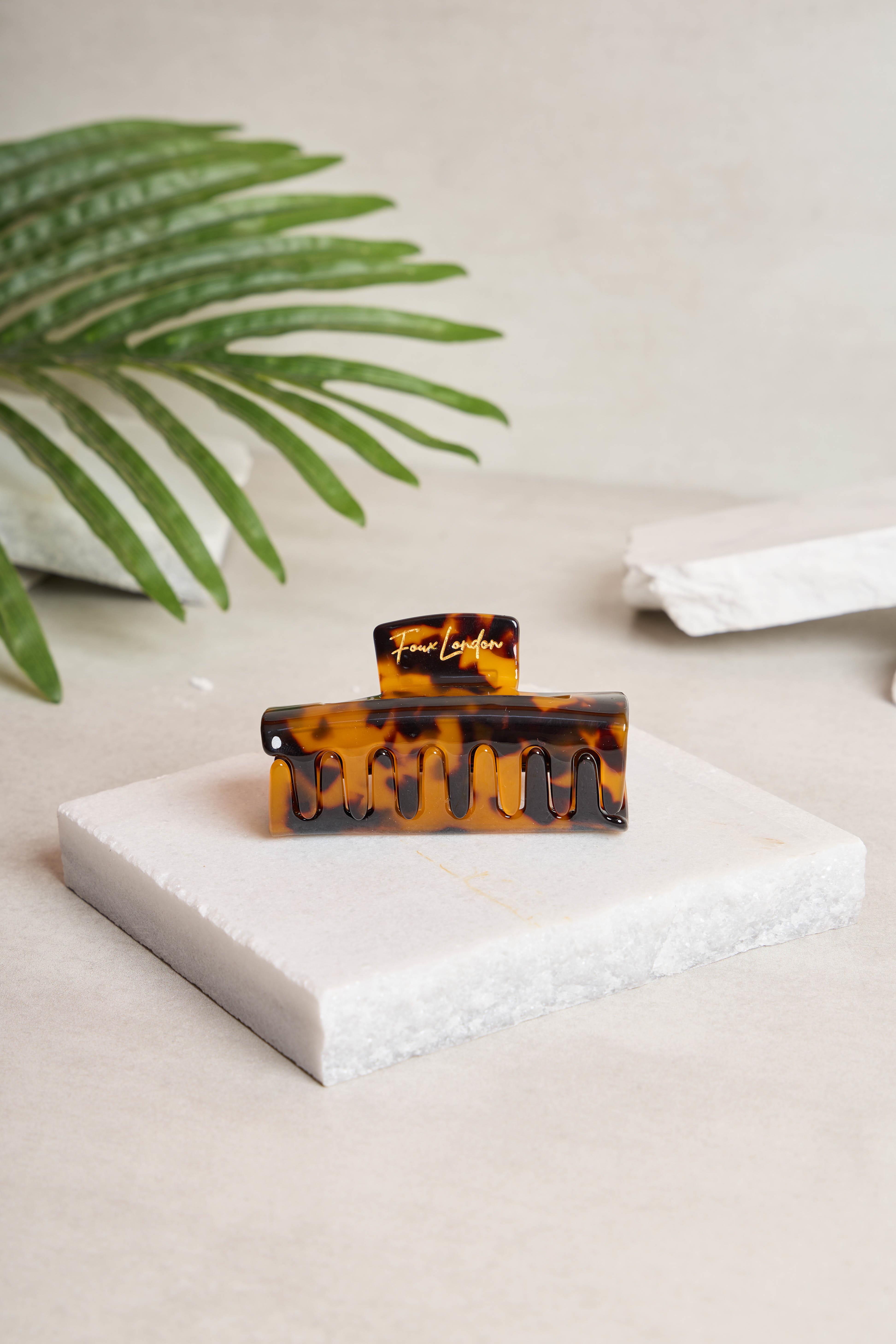 STD Dikdörtgen Amber Tortoise Kemik Toka