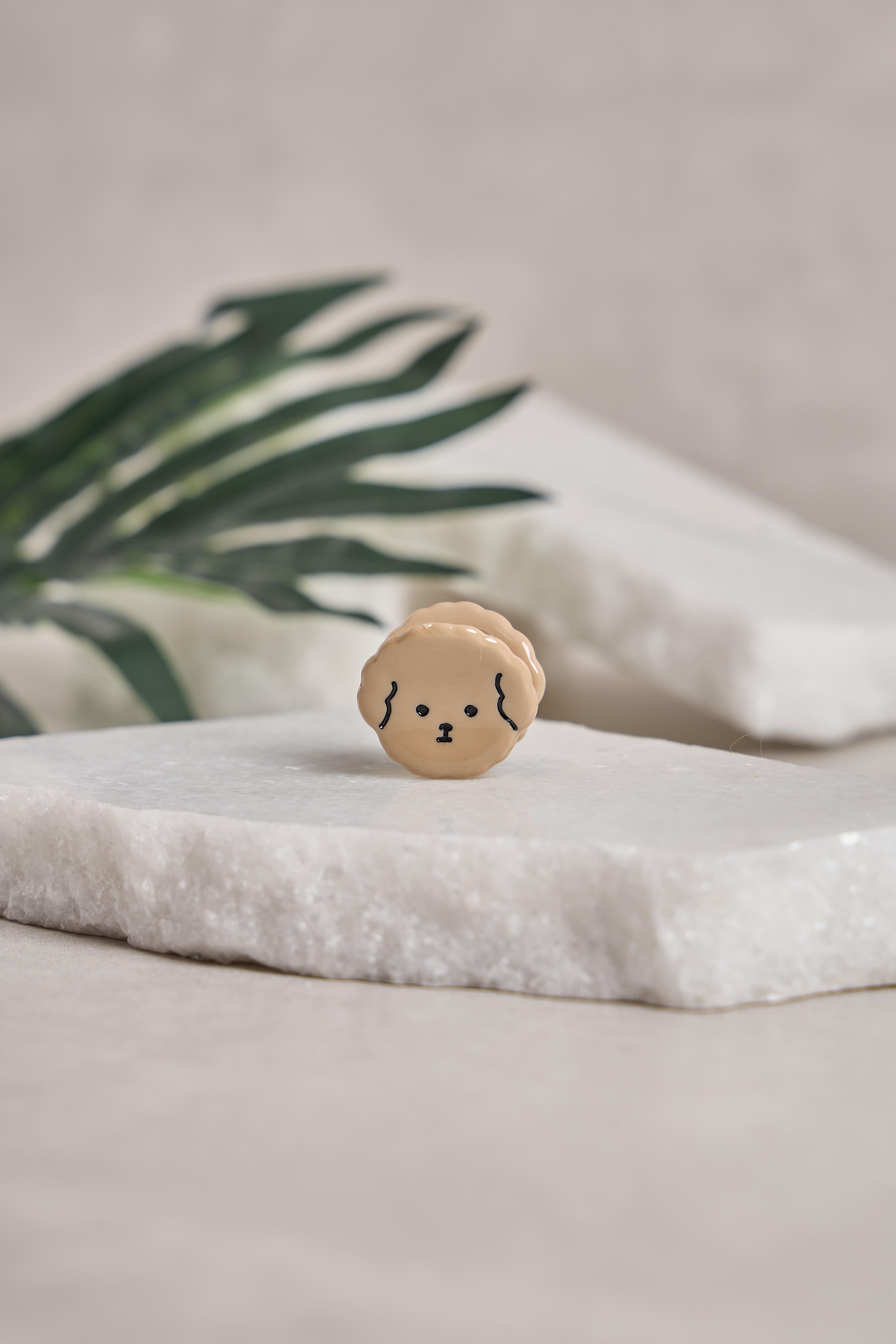 Sütlü Kahve Poodle Mini Kemik Toka