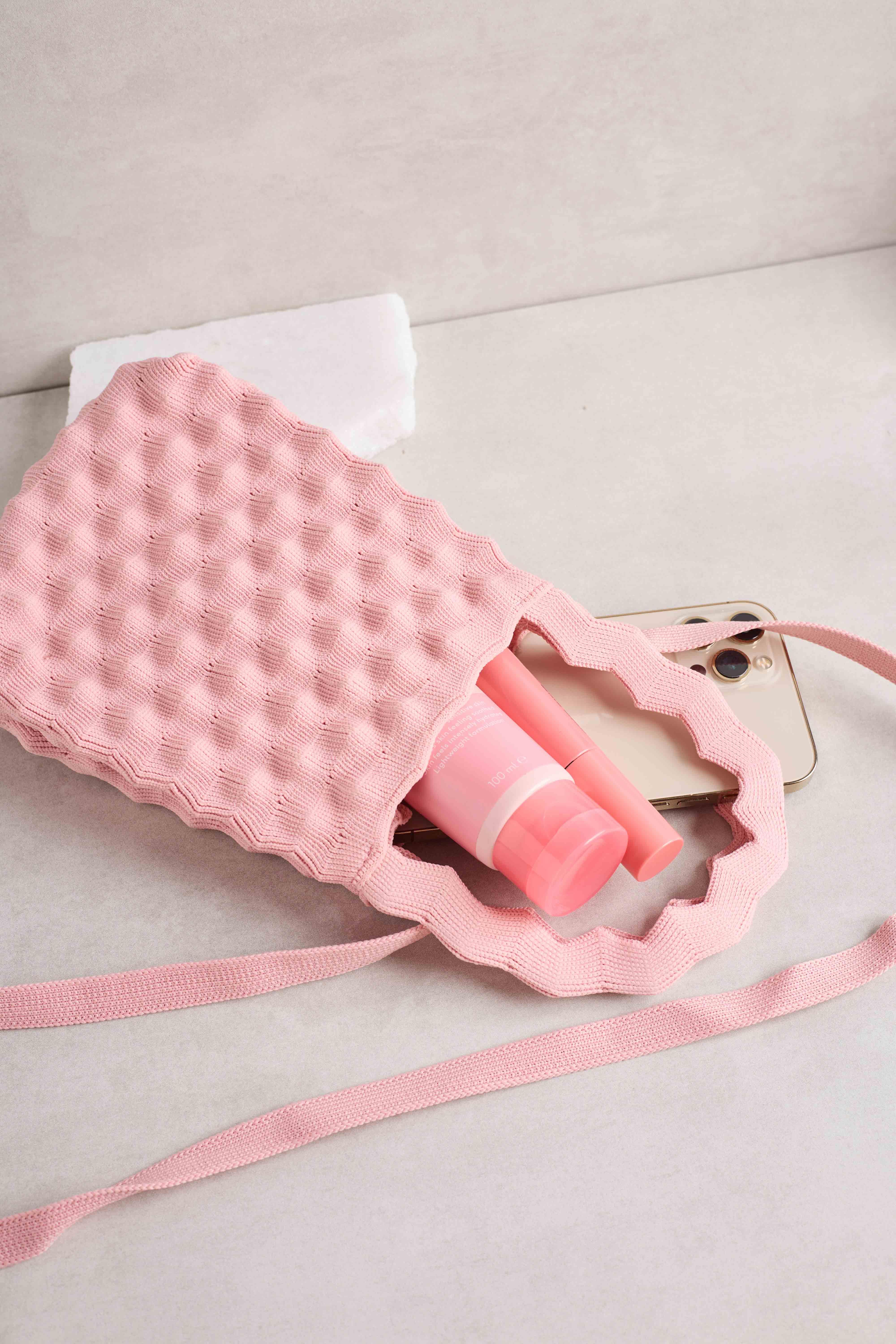 Toz Pembe Bubble Triko Çanta