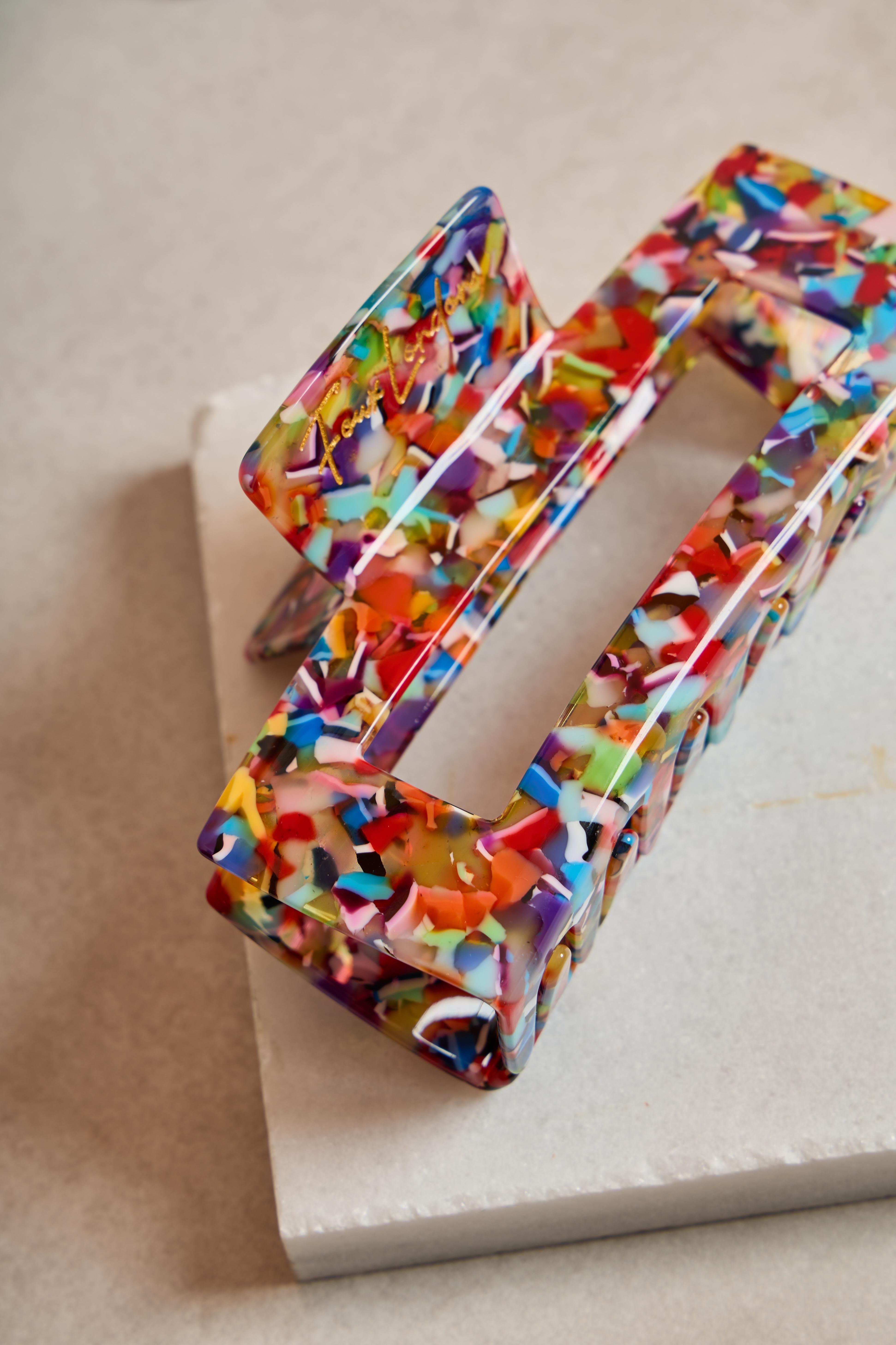 XL Dikdörtgen Candy Terrazzo Kemik Toka